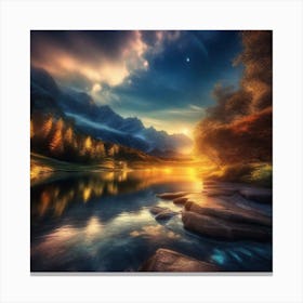 Sunset In The Mountains 50 Canvas Print