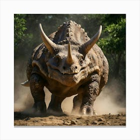 Stock Photography Realistic Triceratops In Action 2 Canvas Print