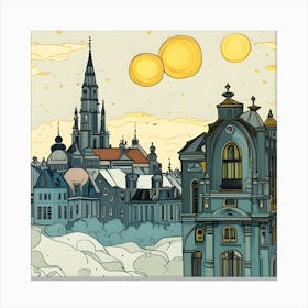 Illustration Of A City Canvas Print