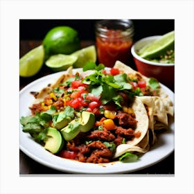 Spicy Savory Tortilla Salsa Guacamole Cilantro Lime Beans Cheese Fillings Sauces Corn C (1) Canvas Print