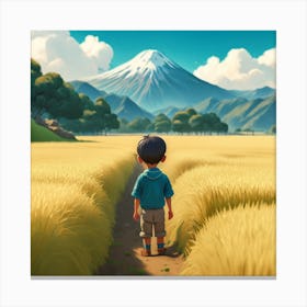 Boy In The Field Canvas Print