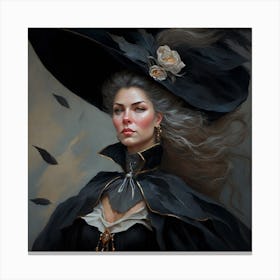 Woman In A Black Hat Canvas Print