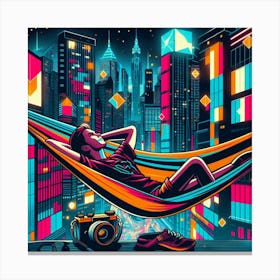 Man In A Hammock In The City Canvas Print