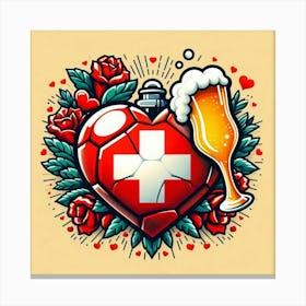 Swiss Heart With Beer Canvas Print