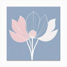 A White And Pink Flower In Minimalist Style Square Composition 74 Canvas Print