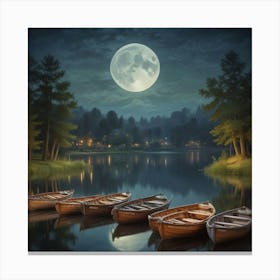 Moonlight On The Lake 1 Canvas Print