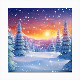 A Captivating Digital Render Of A Snowy Winter Banner Twinkling Magic Snowflakes Flirting With The (4) Canvas Print