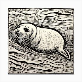 Seal Linocut Canvas Print