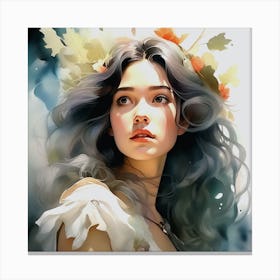 Watercolor Of A Girl Canvas Print