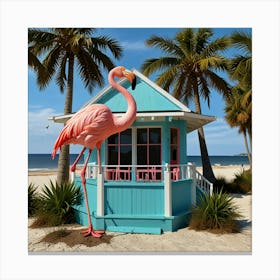 Default Flamingo Beach House Art 0 Canvas Print