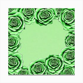 Green Roses Frame 5 Canvas Print