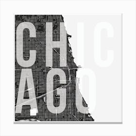 Chicago Mono Street Map Text Overlay Square Canvas Print