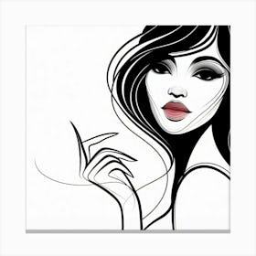 Black And White Illustration Of A Woman Canvas Print