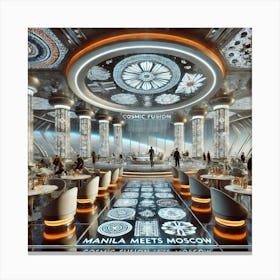 The Interior Design Of A Futuristic Restaurant Nam Canvas Print