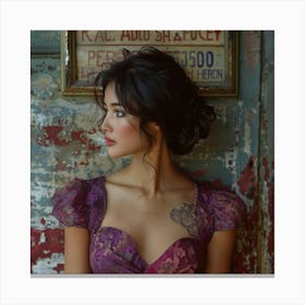 Beautiful Woman In Purple Dress Canvas Print