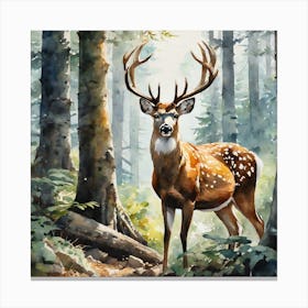 Deer In The Woods 74 Canvas Print