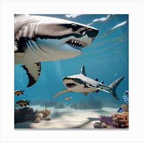 Sharks In The Ocean 2 Canvas Print