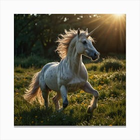 Unicorn In The Meadow Canvas Print