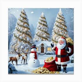 Christmas Scene With Santa Claus 2 Canvas Print