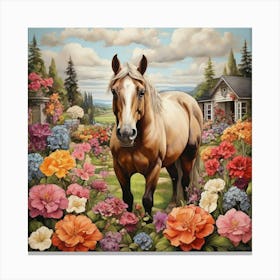 Horse In The Garden art Canvas Print