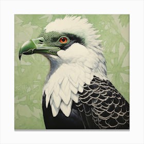 Ohara Koson Inspired Bird Painting Crested Caracara 2 Square Canvas Print