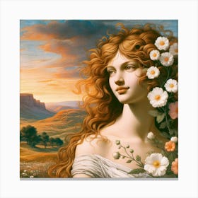 Girl With Flowers Canvas Print