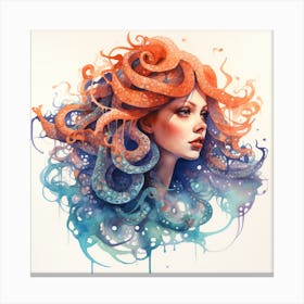 Orange Octopus Hair Canvas Print