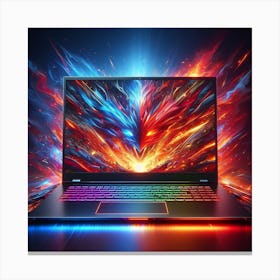 Laptop With Flames Canvas Print