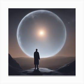 Man Standing In Front Of A Planet Canvas Print