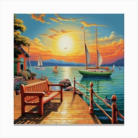 Sunset At The Docks 1 Canvas Print