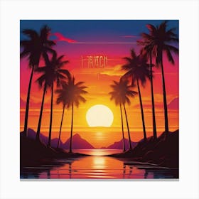 Movie Poster With Palm Trees At Sunset Where Canvas Print