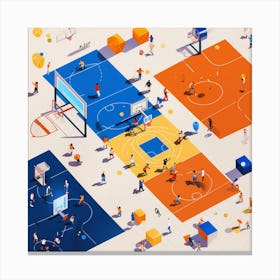 Isometric Basketball Court Canvas Print