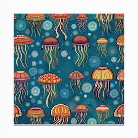 Jellyfish Seamless Pattern Canvas Print