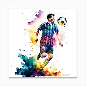 Soccer Player Watercolor Painting Canvas Print