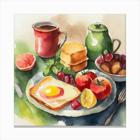 Breakfast Watercolour 4 Canvas Print