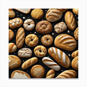 Realistic Bread And Flour Flat Surface Pattern For Background Use Trending On Artstation Sharp Foc (2) Canvas Print
