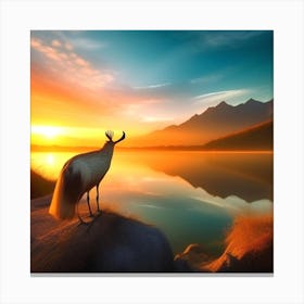 Deer At Sunset Canvas Print