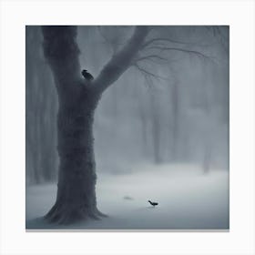 Crow In The Snow Canvas Print