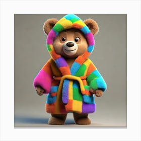 Bear In A Colorful Robe Canvas Print