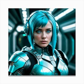 Blue Haired Woman Canvas Print