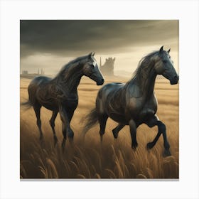 Two Horses In A Field 3 Canvas Print