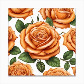 Orange Roses Seamless Pattern 1 Canvas Print