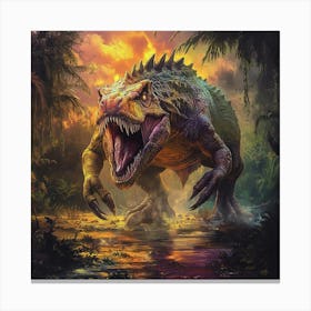 Tyrannosaurus Rex Dinosaur Attack Canvas Print