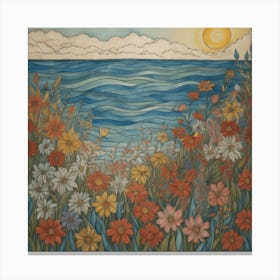 Flowers By The Sea Canvas Print