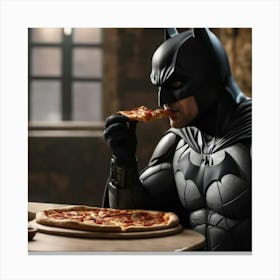 Batman Eating Pizza Canvas Print