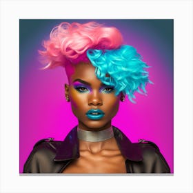 Afro-American Woman With Colorful Hair Canvas Print