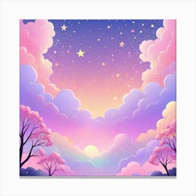 Sky With Twinkling Stars In Pastel Colors Square Composition 118 Canvas Print