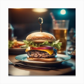 Burger On A Plate 75 Canvas Print