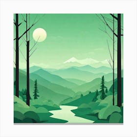 Misty mountains background in green tone 12 Canvas Print