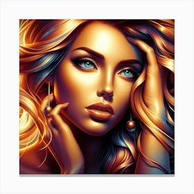 Beautiful Woman With Long Hair 1 Canvas Print